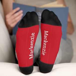 Rotes Personalisierter Name Monogramm-Unten Socken