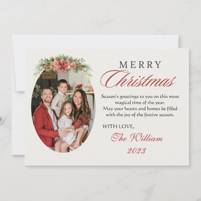 ROTES PERSONALISIERTES FOTO CHRISTMAS GREETING FEIERTAGSKARTE (Vorderseite)