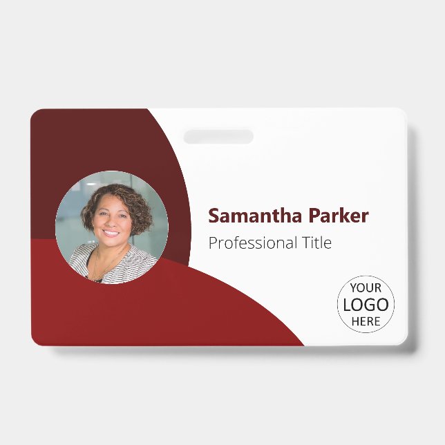 Rotes Personalisiertes Foto, Logo, Strichcode-Mita Ausweis (Vorderseite)
