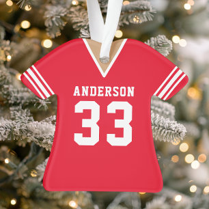 Rotes personalisiertes Fußballtrikot Ornament