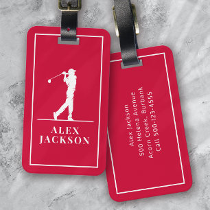 Rotes Personalisiertes Monogramm Golfer Gepäckanhänger