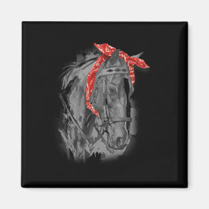 Rotes Pferd Bandana für Pferdereiten Magnet