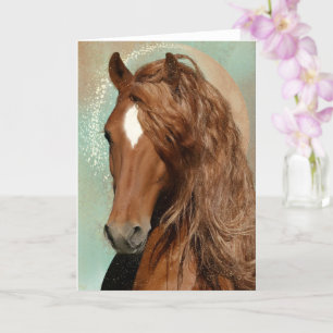 Rotes Pferd - Grußkarte Karte