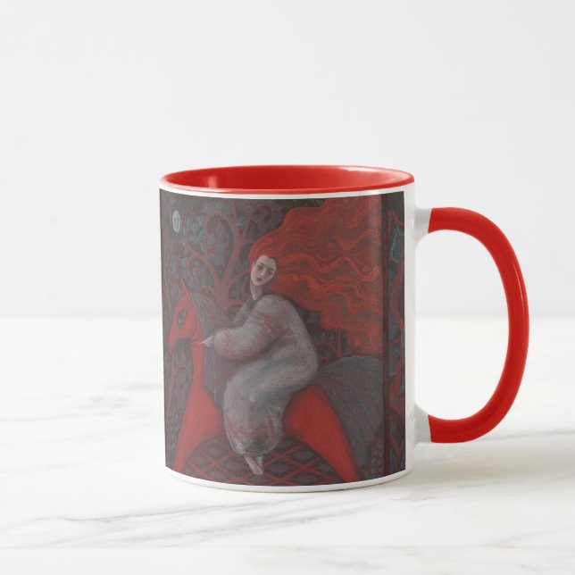 "Rotes Pferd", Ingwer, Volkskunst, Erdschattierung Tasse (Rechts)