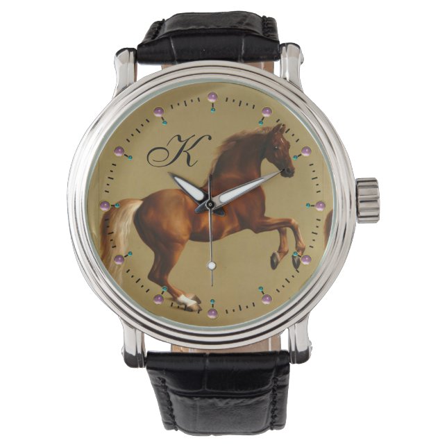 ROTES PFERD-MONOGRAMM ARMBANDUHR (Vorderseite)