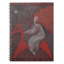 "Rotes Pferd", Rotkopffrau, surreale Kunst der Fan