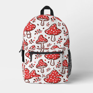 Rotes Pilzmuster-Rucksack Natur & Cottagecore Bedruckter Rucksack