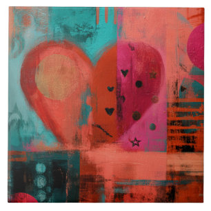 Rotes Pinkes Valentinsgraffiti-Splittherz Fliese