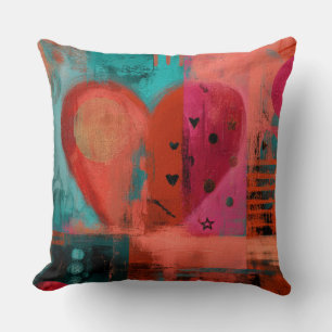 Rotes Pinkes Valentinsgraffiti-Splittherz Kissen