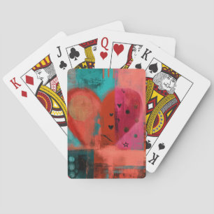 Rotes Pinkes Valentinsgraffiti-Splittherz Spielkarten