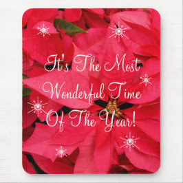 Rotes Poinsettia-Blumen-Schnee-Flocken-Weihnachten Mousepad