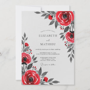 Rotes poliertes Winterhochzeit Einladung