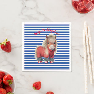 Rotes Pony blaues Streifen Papierplatte Serviette