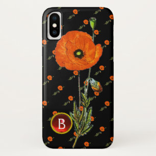 ROTES POPPEN IN SCHWARZ-RUBY GEMSTONE-MONOGRAM Case-Mate iPhone HÜLLE