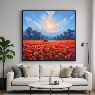 Rotes Poppies-Feld Poster
