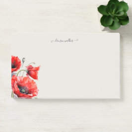 Rotes Poppy Floral Monogramm Post-it Klebezettel