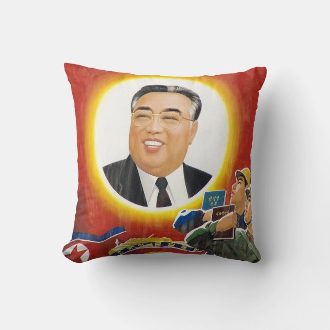 Rotes Porträt-Kissen Kim Il-sung Kissen (Vorderseite)