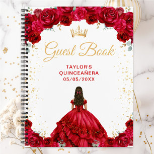 Rotes Prinzessin Quinceañera Gästebuch Notizbuch