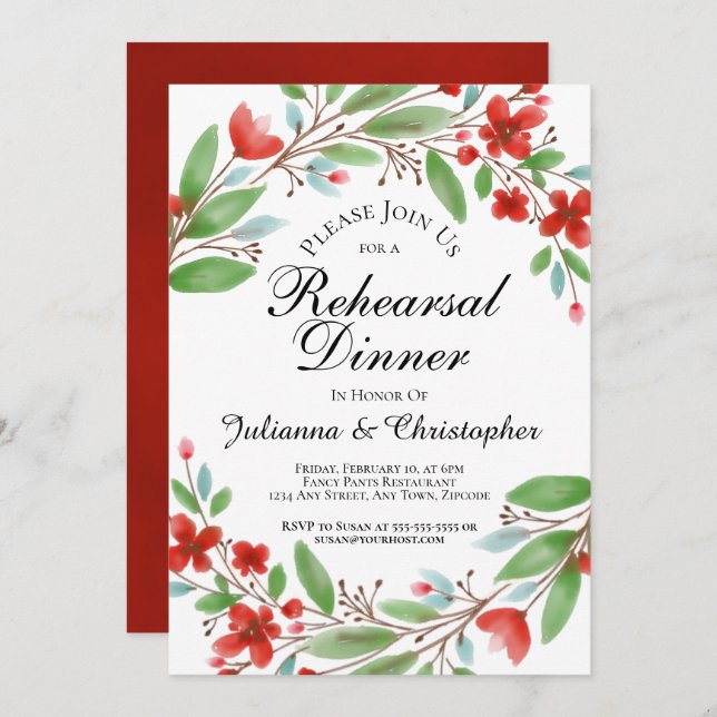 Rotes Probe Einladung (Vorne/Hinten)