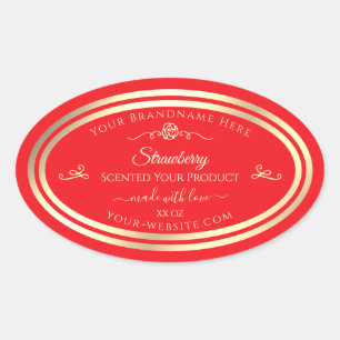 Rotes Produktetikett Gold Shimmer Rahmen Ovaler Aufkleber