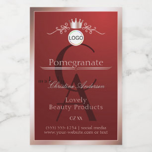 Rotes Produktlabel Roségoldrahmen Logo Monogramm Lebensmitteletikett