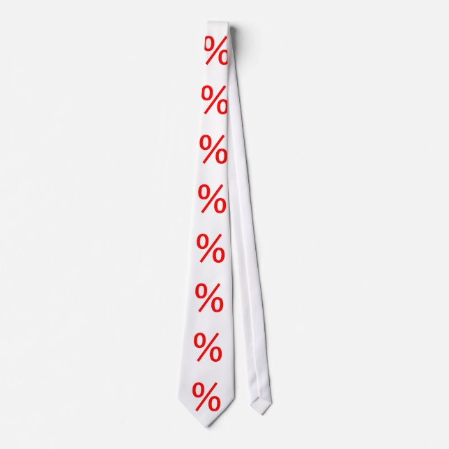 Rotes Prozent Zeichen auf Weiß Krawatte (Vorderseite)