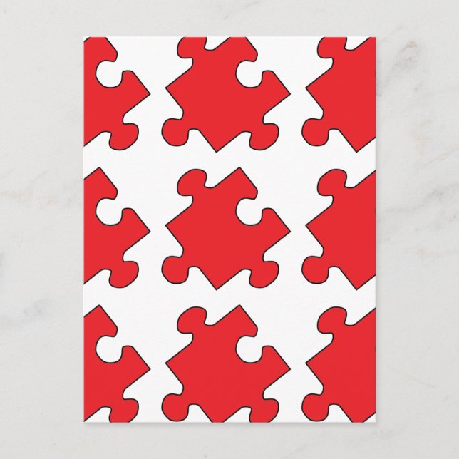ROTES PUZZLE-STÜCK POSTKARTE (Vorderseite)
