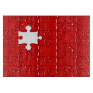 rotes Puzzlespiel-Schneidebrett Schneidebrett