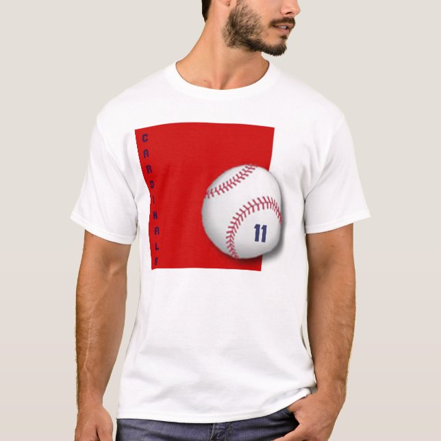 rotes Quadrat des Baseballs, KARDINÄLE T-Shirt (Vorderseite)