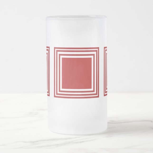 ROTES QUADRAT-GLAS-TASSE MATTGLAS BIERGLAS (Mittel)