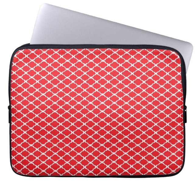 Rotes Quatrefoil Laptopschutzhülle (Vorderseite)