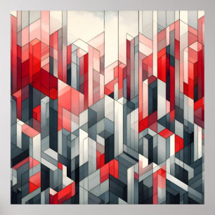 Rotes Rasterlandschaft Poster