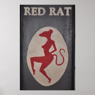 Rotes Ratten-Kneipen-Zeichen Poster