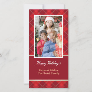 Rotes Rauten-Single-Foto Feiertagskarte