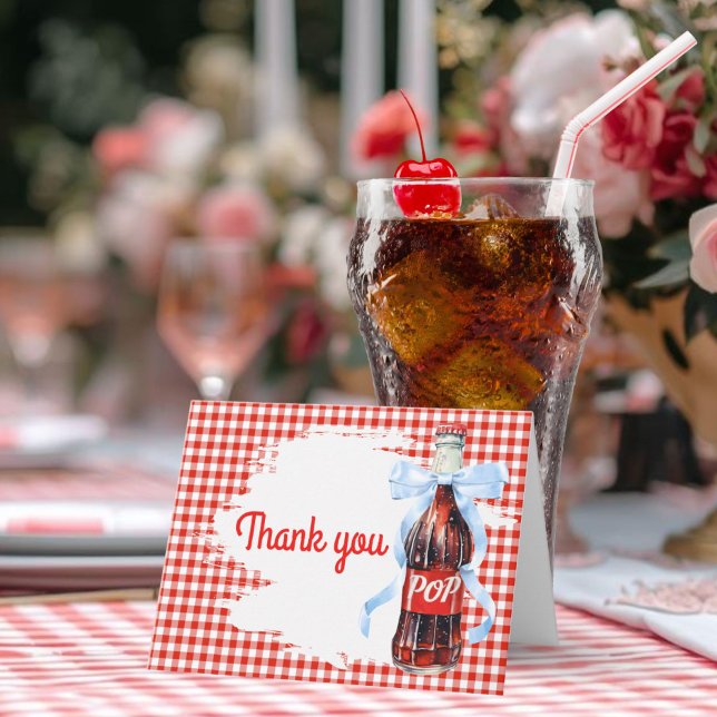 Rotes Ready to Pop Baby Shower Danke (She's ready to pop baby shower thank you card )