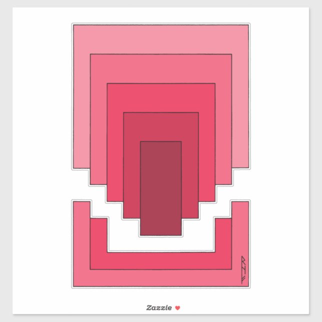 rotes Rechteck Abstrakt Aufkleber (Blatt)