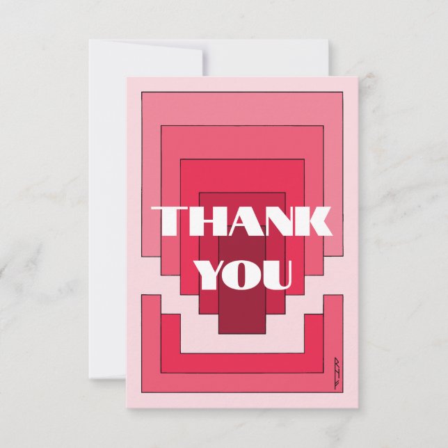 rotes Rechteck Abstrakt Dankeskarte (Vorderseite)