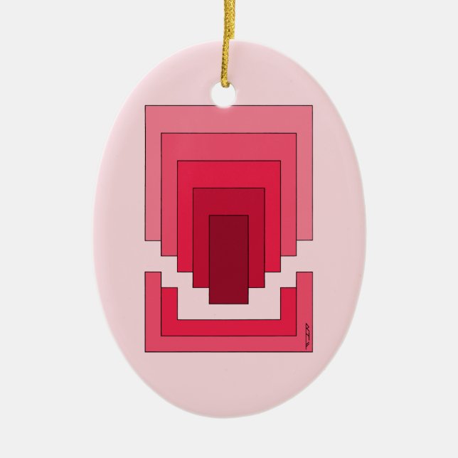 rotes Rechteck Abstrakt Keramik Ornament (Vorne)
