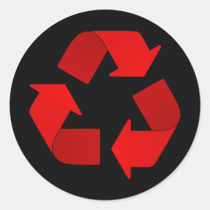 Rotes Recycelnd Symbol Runder Aufkleber