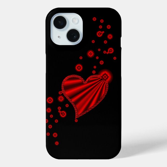 Rotes Regenbogenherz mit Sternen auf schwarz Case-Mate iPhone Hülle (Rückseite)