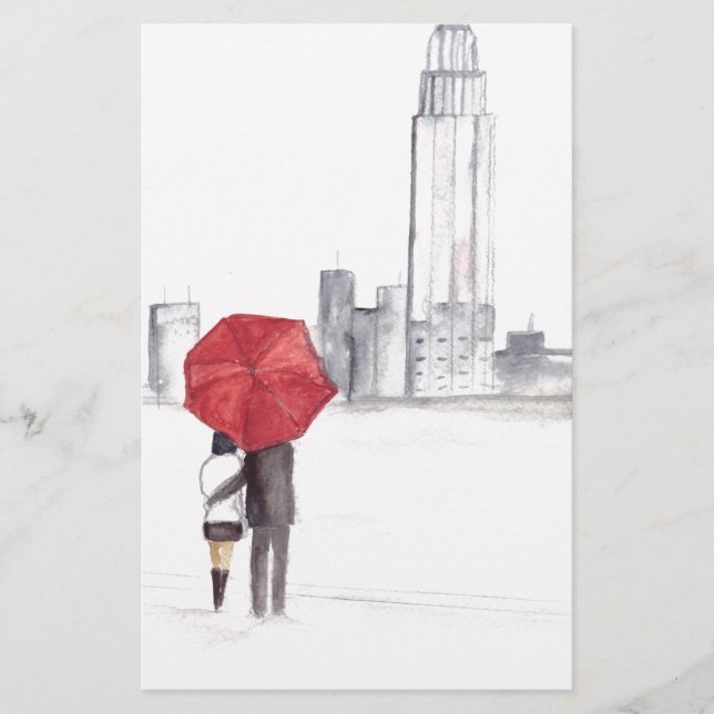 Rotes Regenschirmpaar New York cool angesagte Schö Briefpapier (Vorderseite)