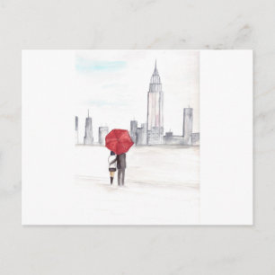 Rotes Regenschirmpaar New York cool angesagte Schö Postkarte