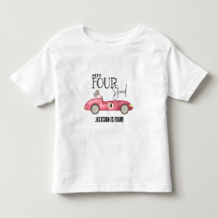 Rotes Renn Auto Braucht VIER Gang 4. Geburtstag Kleinkind T-shirt