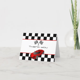Rotes Rennauto Kindergeburtstagsfeier Dankeskarte