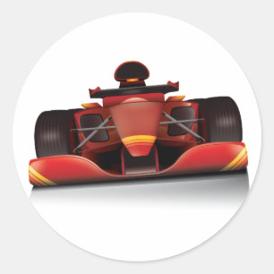 Rotes Rennauto Runder Aufkleber
