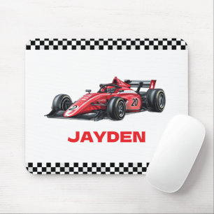 Rotes Rennwagen für Jungen personalisiert  Mousepad