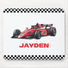 Rotes Rennwagen für Jungen personalisiert  Mousepad