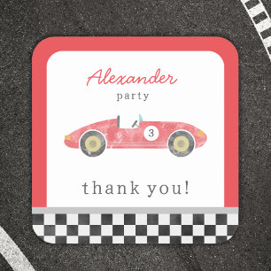 Rotes Rennwagen-Geburtstag Quadratischer Aufkleber