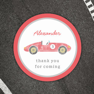 Rotes Rennwagen-Geburtstag Runder Aufkleber