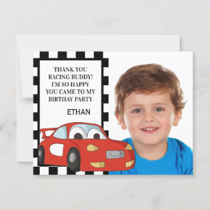 Rotes Rennwagen Schwarz-Weiß-Foto Geburtstag Danke Feiertagskarte